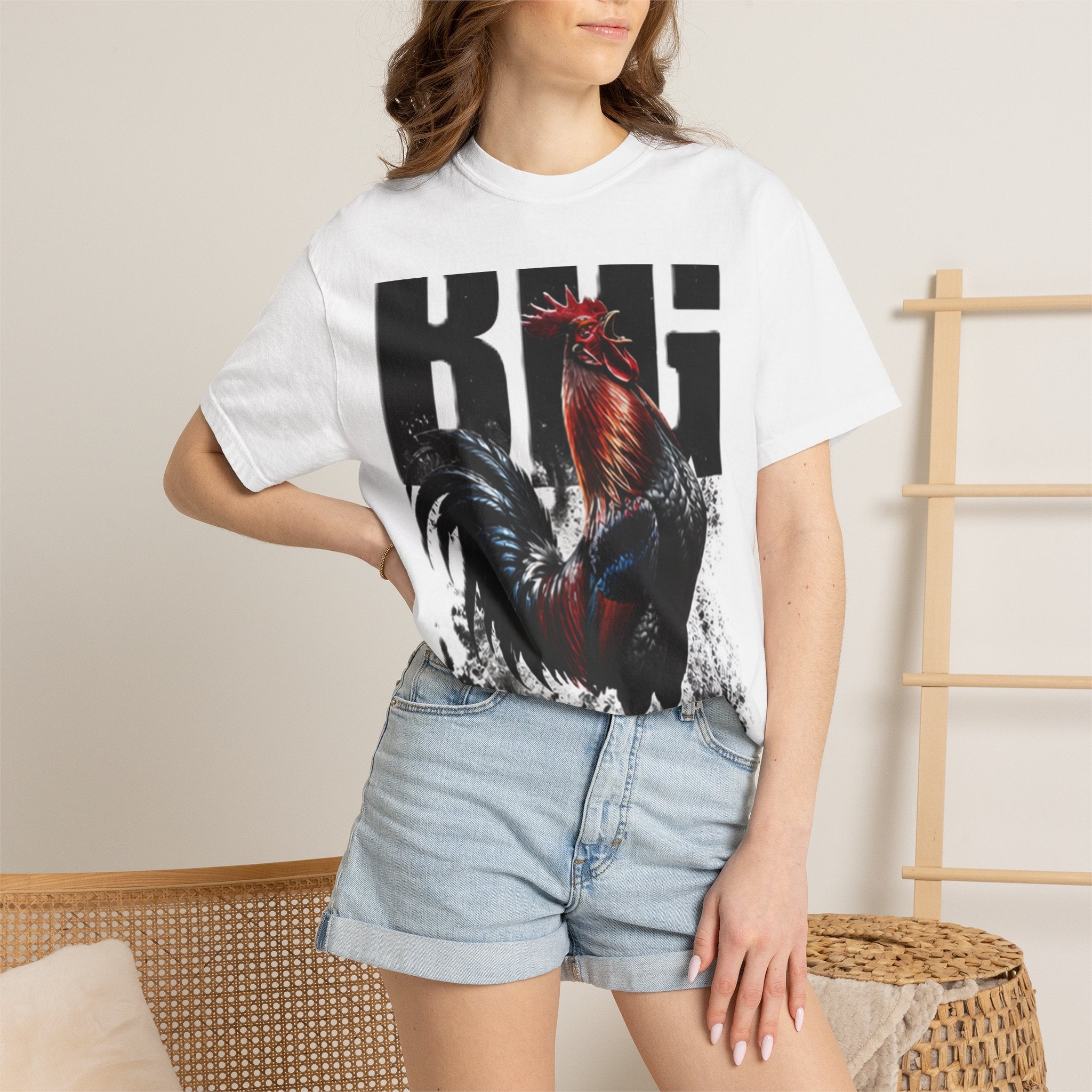Rooster Graphic T-Shirt — Bold 'Big' Rooster Farm Life Tee
