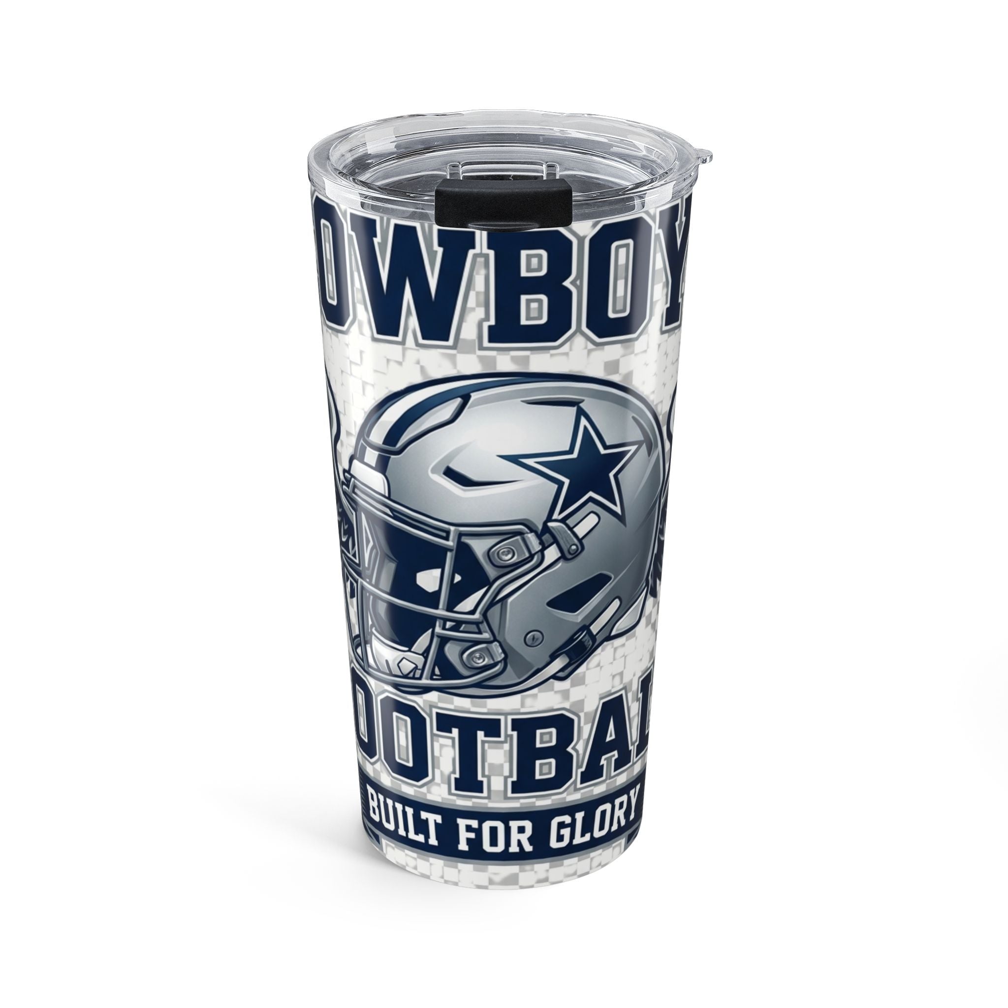 Football Team 20oz Tumbler – Cowboys Helmet & 'Built for Glory' Travel Cup